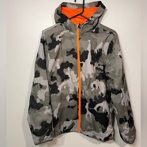 Hurley Boys Camouflage Windbreaker Lined Jacket with Orange Accents size XL